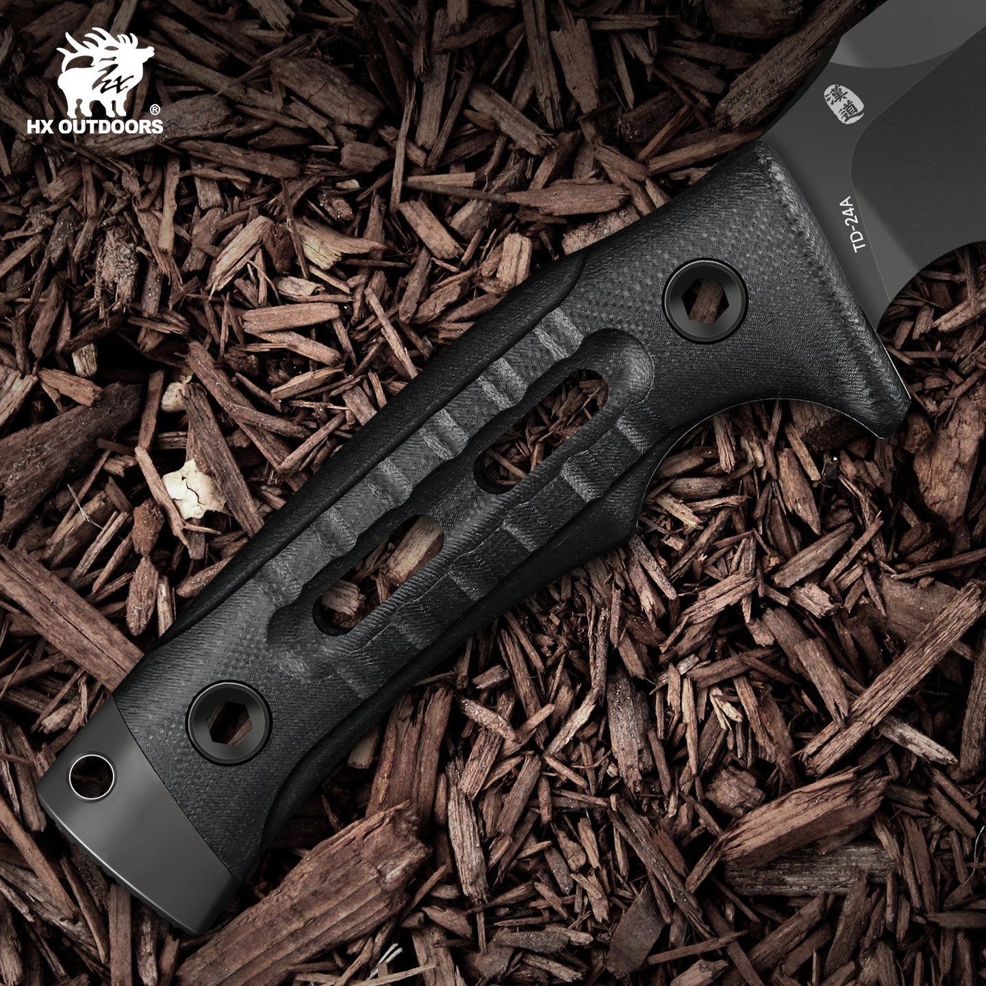 HX OUTDOORS Rock Apex TD-24A – 3.7" MagnaCut Fixed Blade Knife with Matte DLC Blade & Black G10 Handle