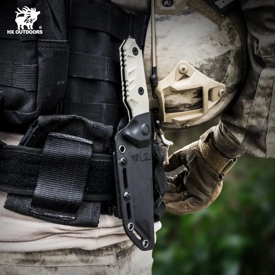 HX Outdoors SNIPERS D-183 official product photo – tan G10 handle detail