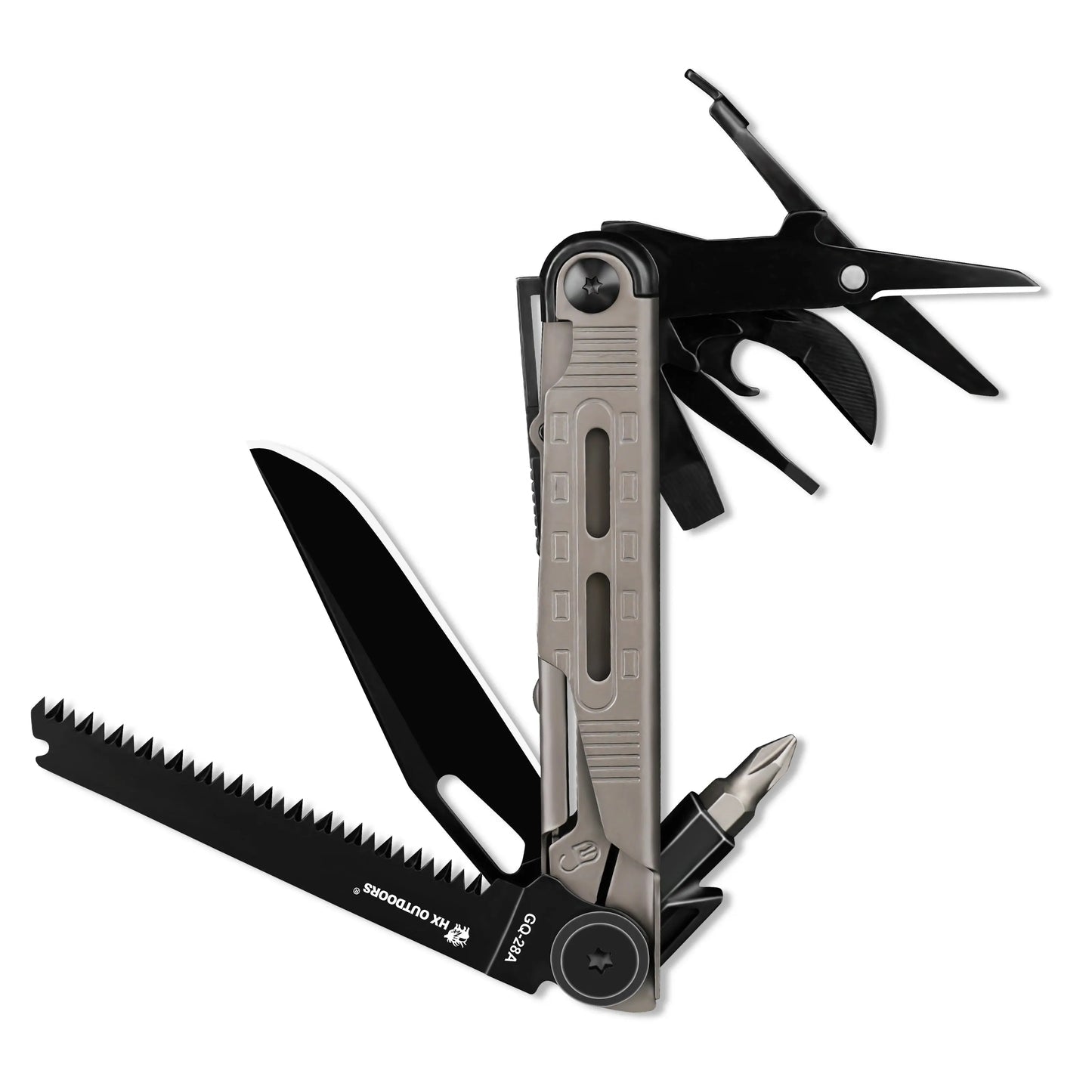 HX OUTDOORS SwiftTrail GQ-28A – 6.89" Multi-Tool with 7Cr17 Blade and Gray 2Cr13 Handle