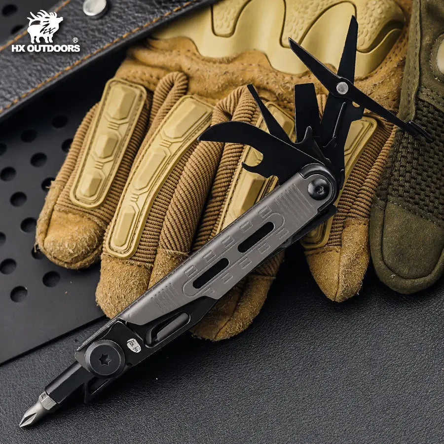 HX OUTDOORS SwiftTrail GQ-28A – 6.89" Multi-Tool with 7Cr17 Blade and Gray 2Cr13 Handle