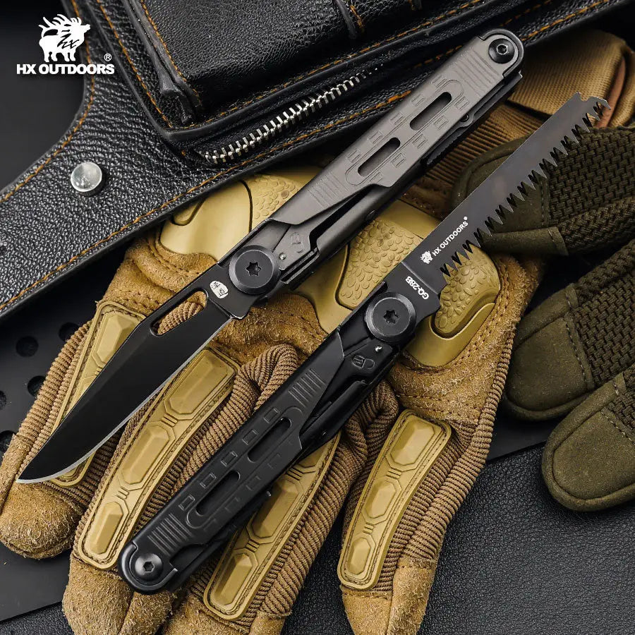 HX OUTDOORS SwiftTrail GQ-28A – 6.89" Multi-Tool with 7Cr17 Blade and Gray 2Cr13 Handle