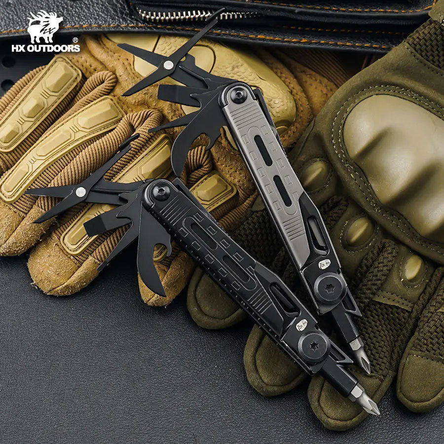 HX OUTDOORS SwiftTrail GQ-28A – 6.89" Multi-Tool with 7Cr17 Blade and Gray 2Cr13 Handle