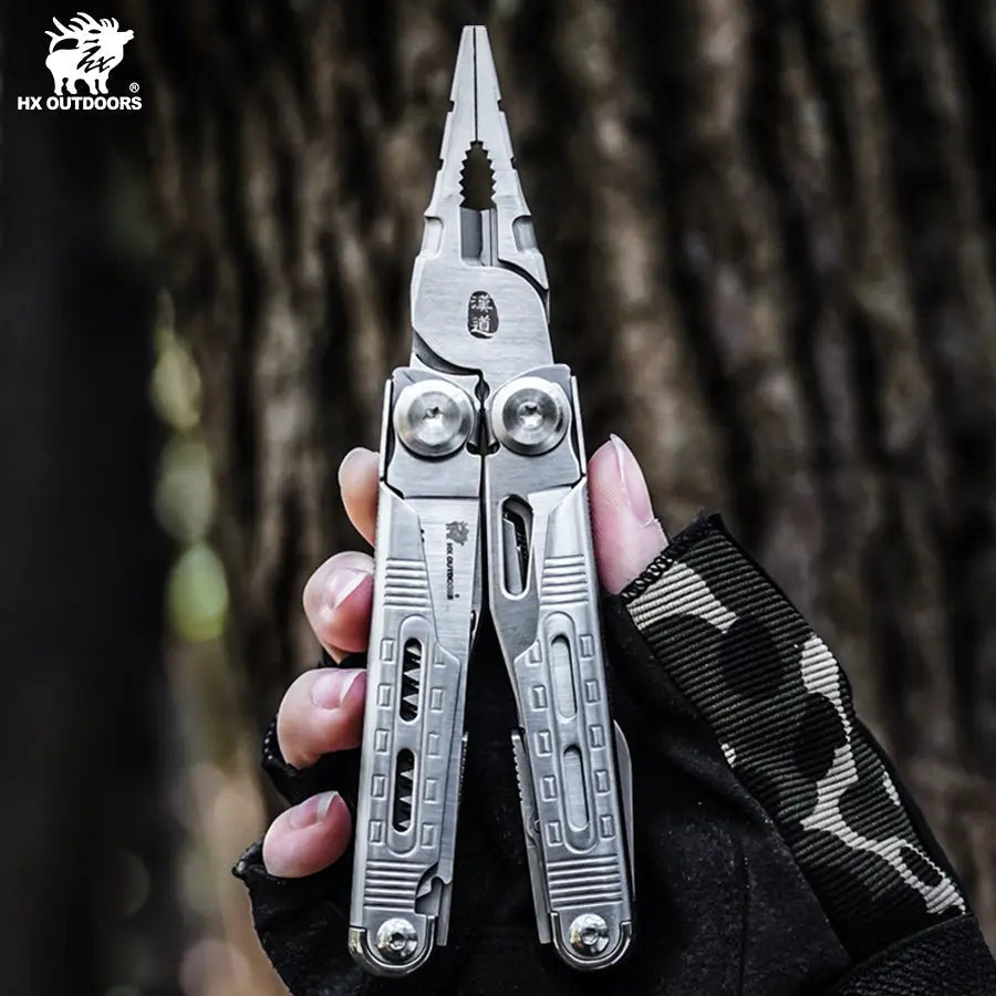 HX OUTDOORS TASKMASTER GQ-20A – 6.3" Multi-Tool with 7Cr17 Blade, Silver 420 Handle & 12 Functions