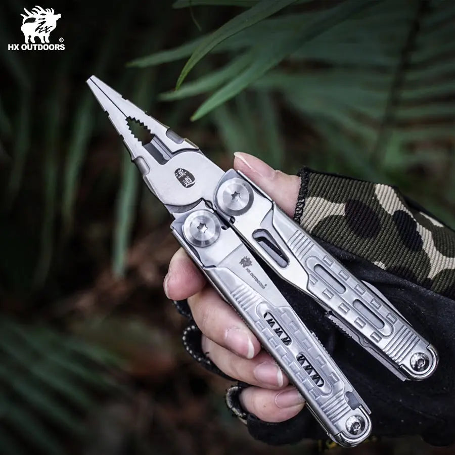 HX OUTDOORS TASKMASTER GQ-20A – 6.3" Multi-Tool with 7Cr17 Blade, Silver 420 Handle & 12 Functions