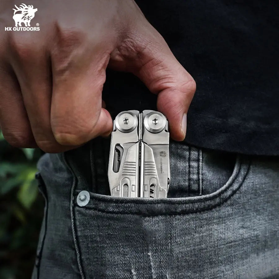 HX OUTDOORS TASKMASTER GQ-20A – 6.3" Multi-Tool with 7Cr17 Blade, Silver 420 Handle & 12 Functions