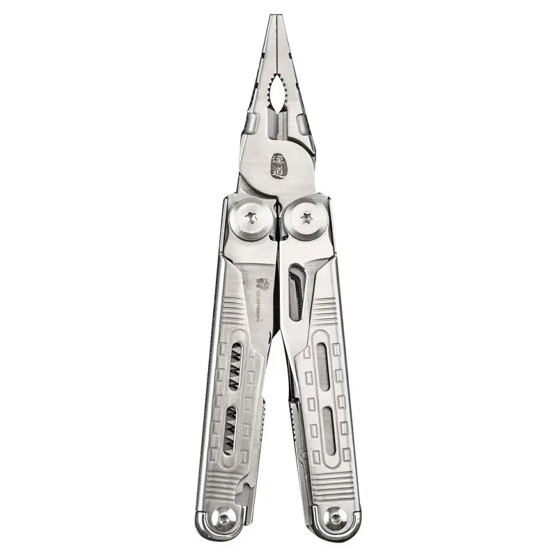 HX OUTDOORS TASKMASTER GQ-20A – 6.3" Multi-Tool with 7Cr17 Blade, Silver 420 Handle & 12 Functions