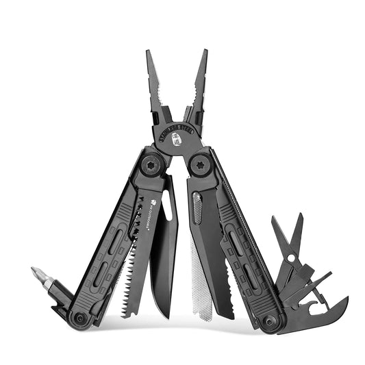 HX OUTDOORS TASKMASTER GQ-20B – 6.3" Multi-Tool with 7Cr17 Blade, Black 420 Handle & 12 Functions