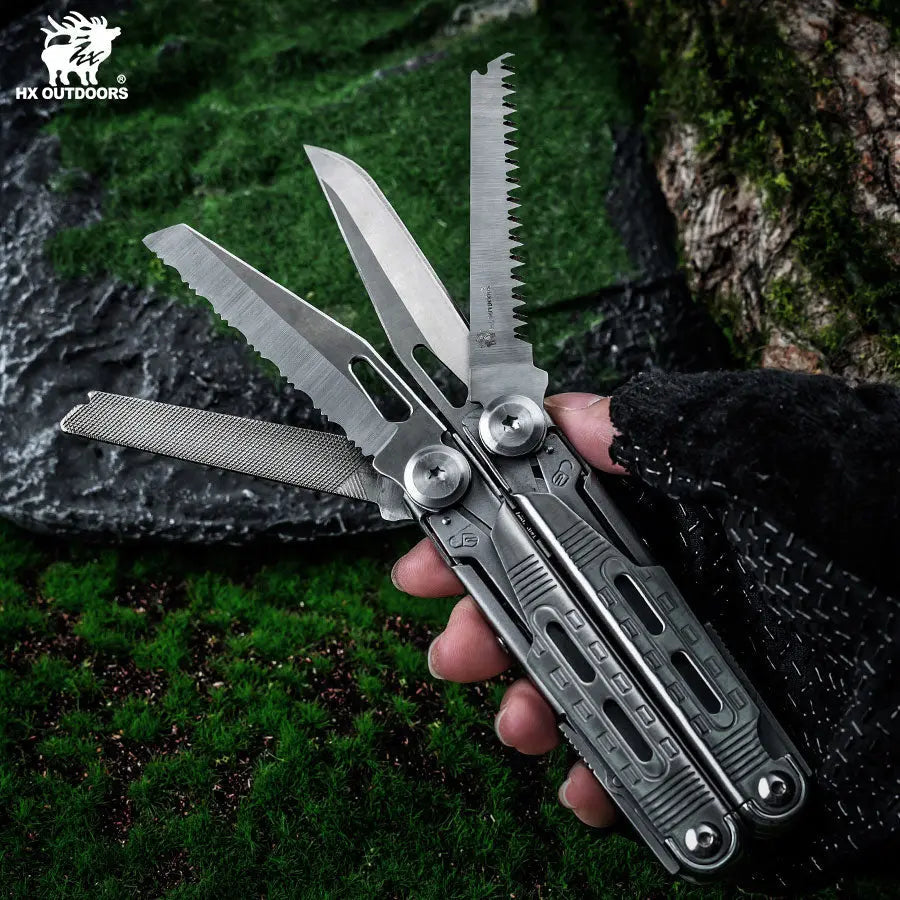 HX OUTDOORS TASKMASTER GQ-20B – 6.3" Multi-Tool with 7Cr17 Blade, Black 420 Handle & 12 Functions