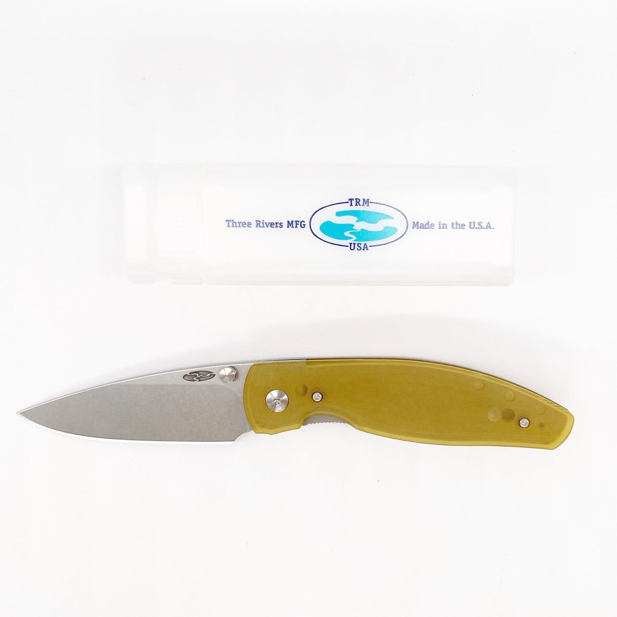 TRM Atom Titanium Linerlock 3.5" CPM-20CV Stonewash Contoured Ultem Scales