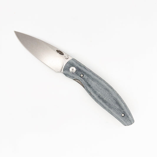 Three Rivers Mfg ATOM Linerlock 3.5" Tumbled CPM-MagnaCut - Denim Micarta 3D Contoured Scales