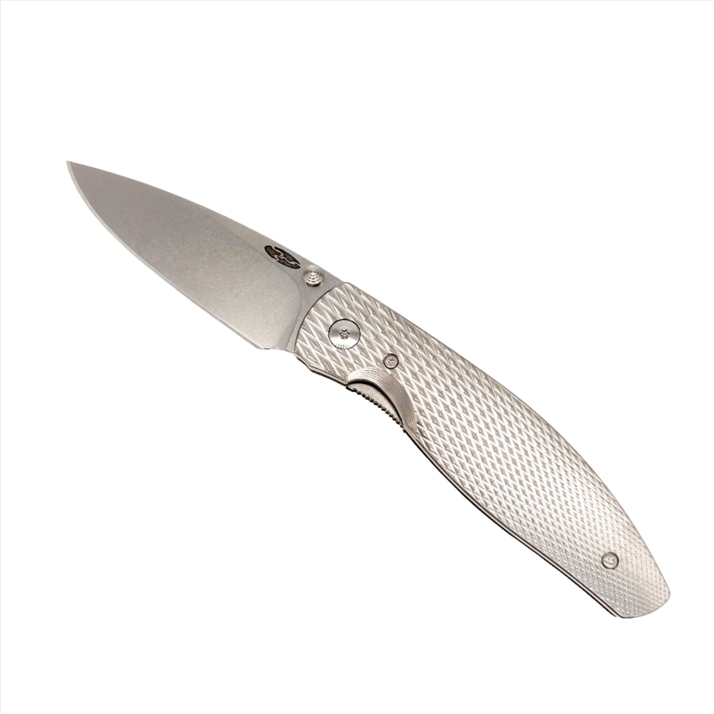 Three Rivers Mfg ATOM Linerlock 3.5" Tumbled CPM-MagnaCut Blade Titanium 3D Contoured Lizard Skin Textured Handles
