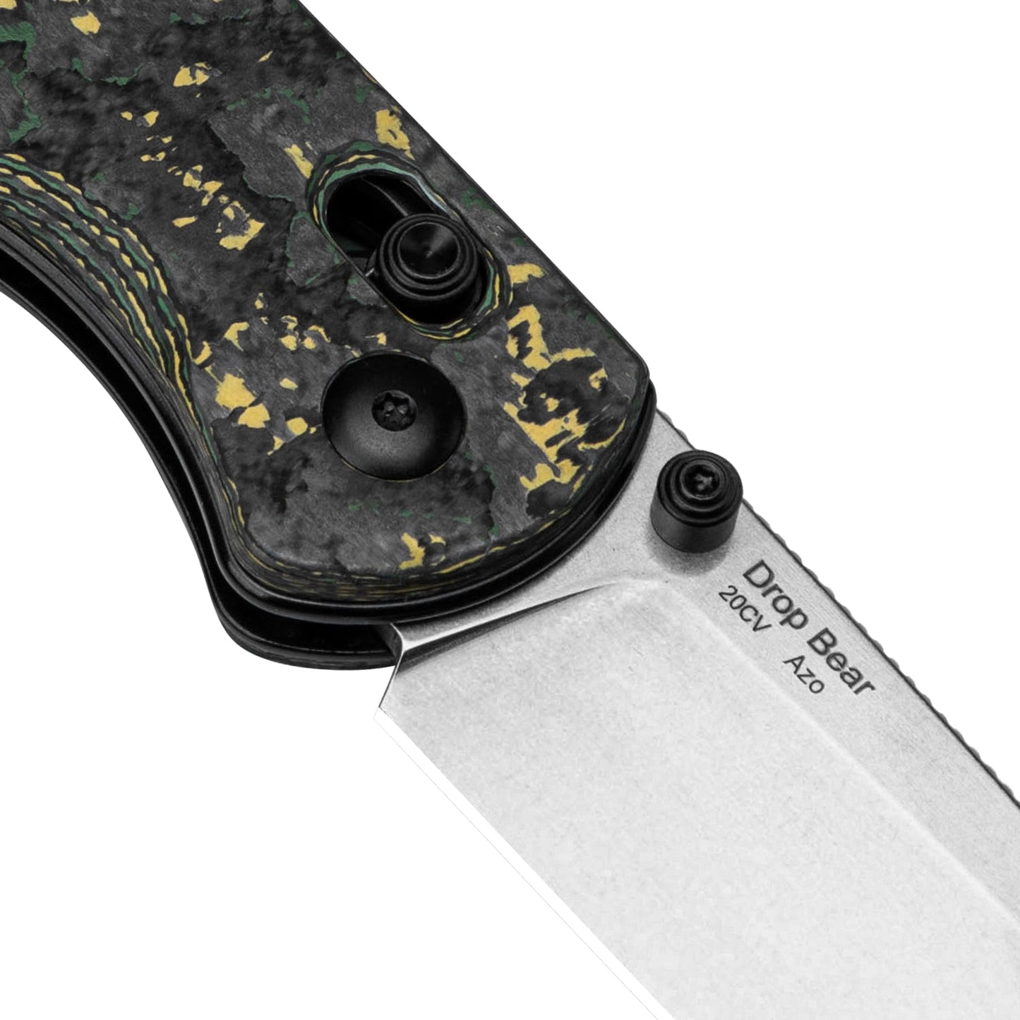 Kizer Anzo Drop Bear Clutch Lock Folding Knife 2.97in 20CV Stonewashed Blade Fatcarbon Toxic Storm Handles
