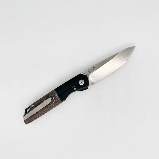 Kansept Warrior Exclusive CPM-S35VN Steel Black Anodized Titanium w/ Black and Red Copper Carbon Fiber Handles