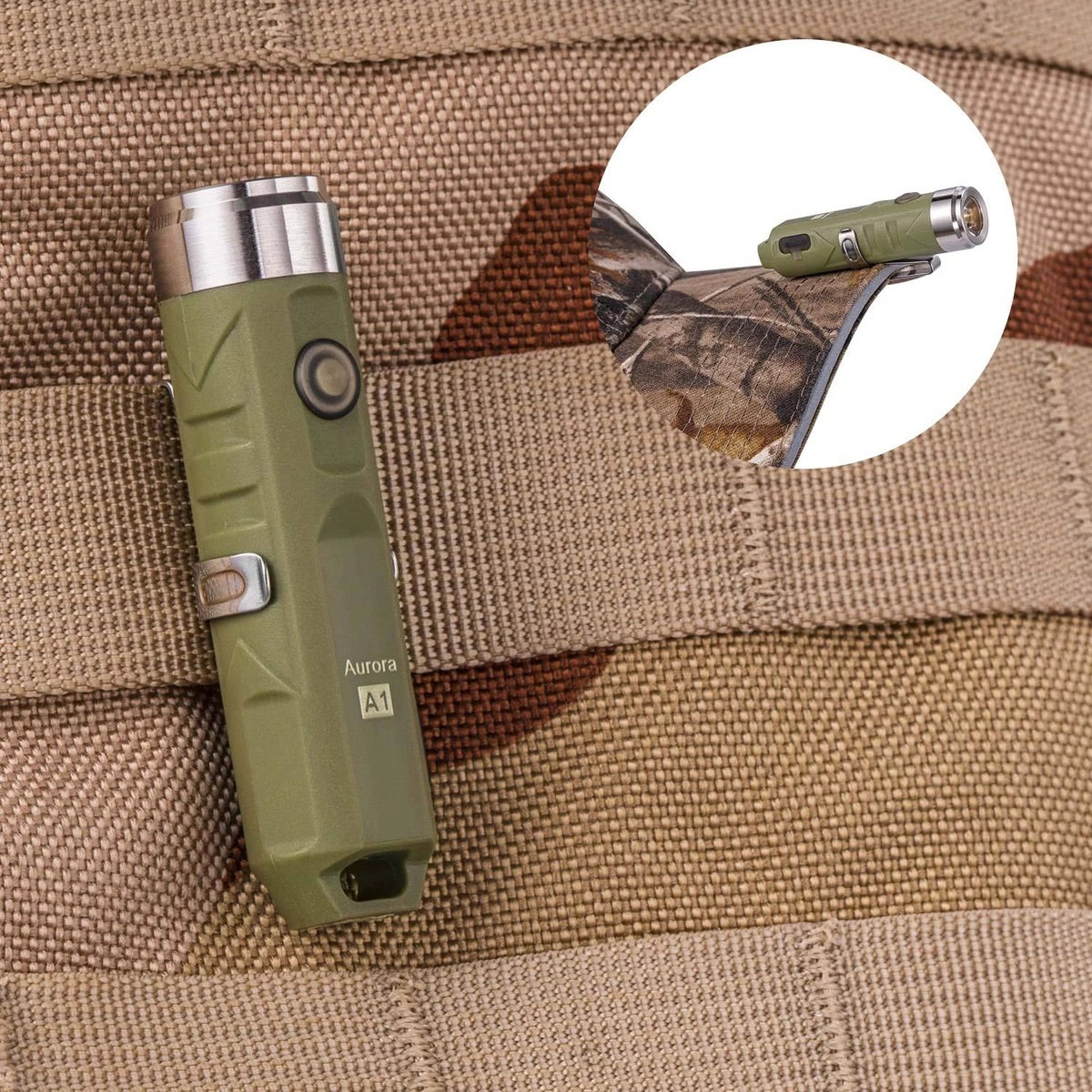 RovyVon A1x 650 Lumen Micro-USB Rechargeable Keychain Flashlight CREE-XP-G3 LED - Army Green