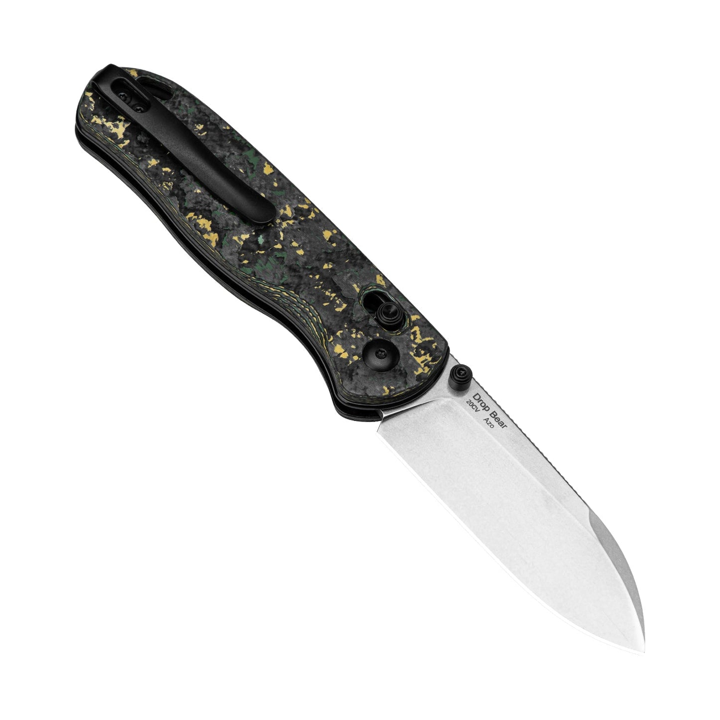 Kizer Anzo Drop Bear Clutch Lock Folding Knife 2.97in 20CV Stonewashed Blade Fatcarbon Toxic Storm Handles