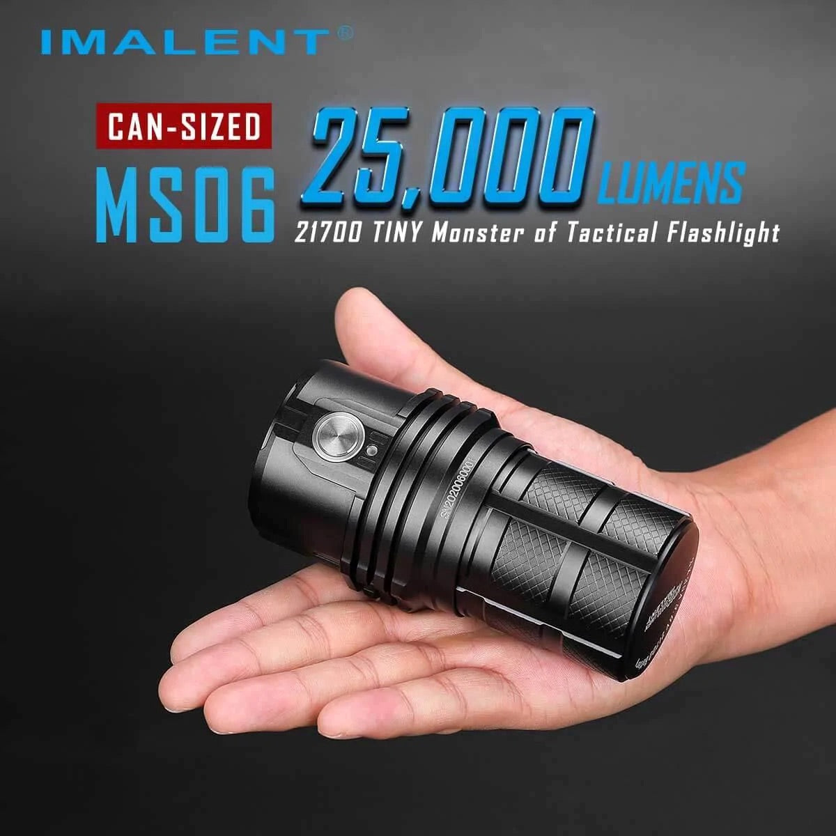 Imalent MS06 25000 Lumen Can Sized Rechargeable Flashlight 6 x CREE XHP70 2nd LED 3 x 21700 Battery (Included)