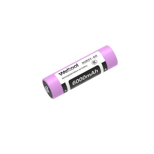 Weltool INR21-60 21700 6000mAh rechargeable Li-ion battery front view