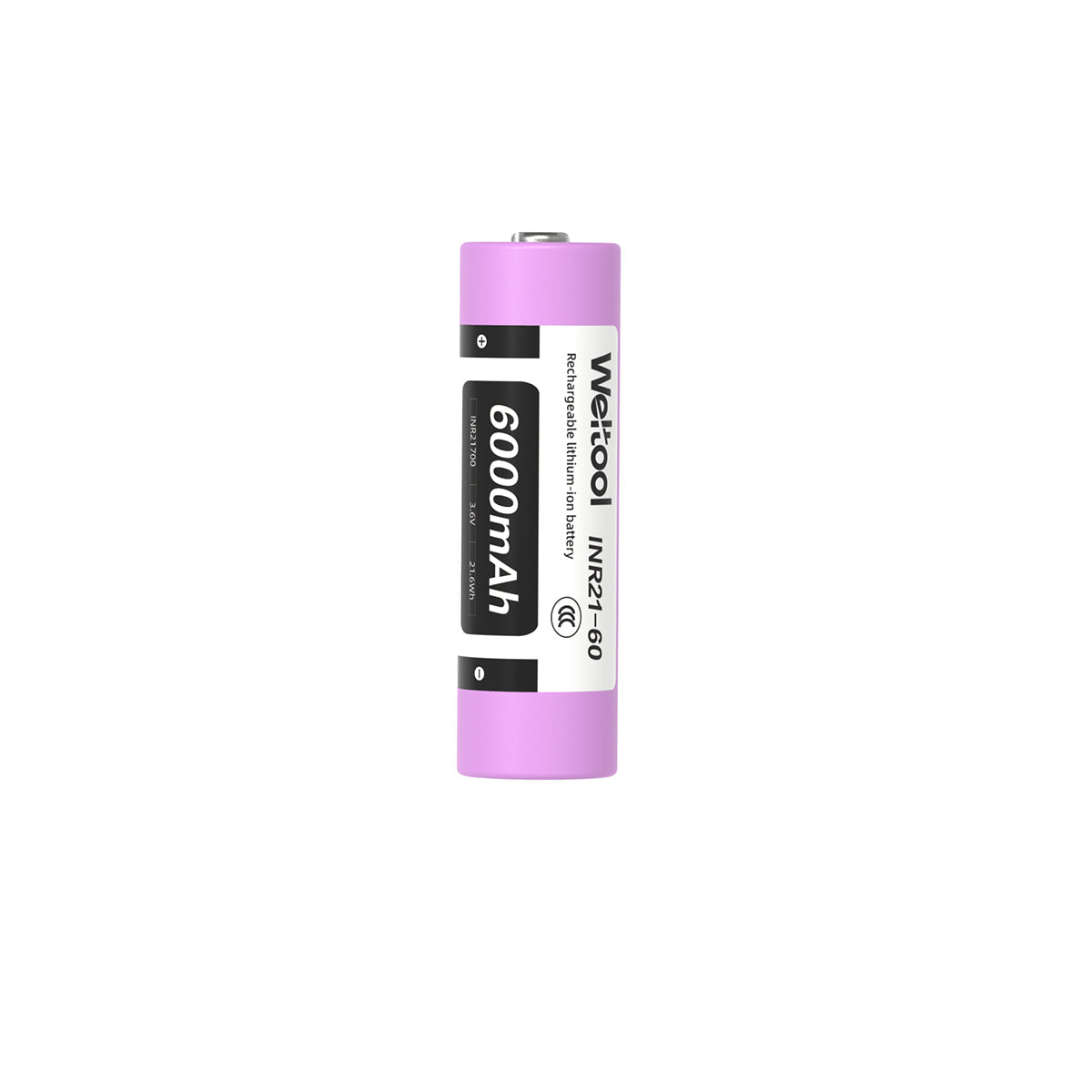 Weltool INR21-60 21700 rechargeable lithium-ion cell side view