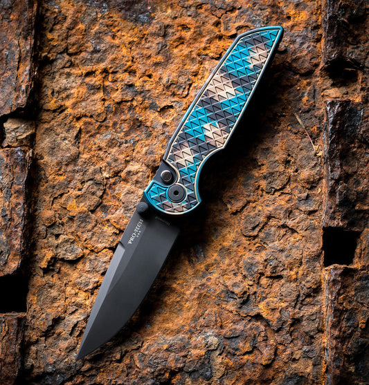 Pro-Tech Integrity INT1106-SHIPWRECK front view – 3.5" DLC black MagnaCut spear point folding knife