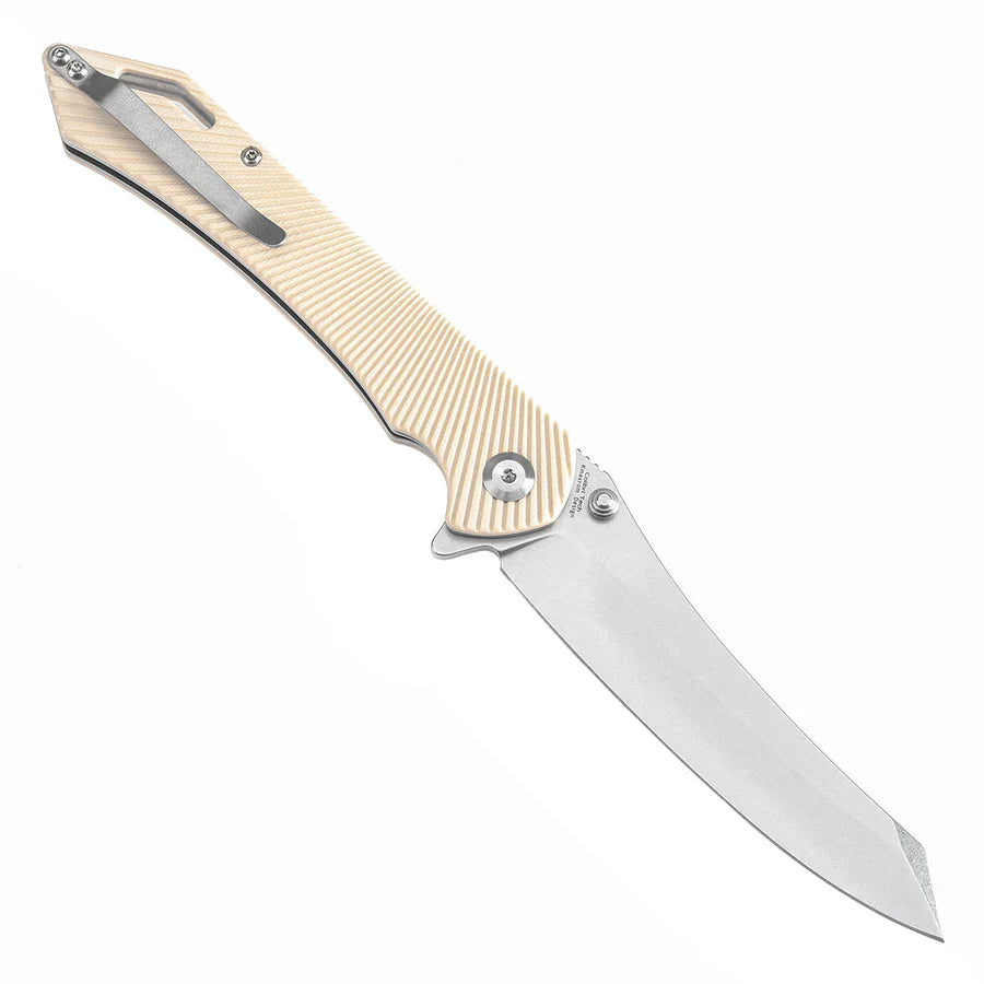 Tenable Colibri Tech T1060A4 – 4.64" Stonewashed Nitro-V Blade, Ivory White G10 Handle
