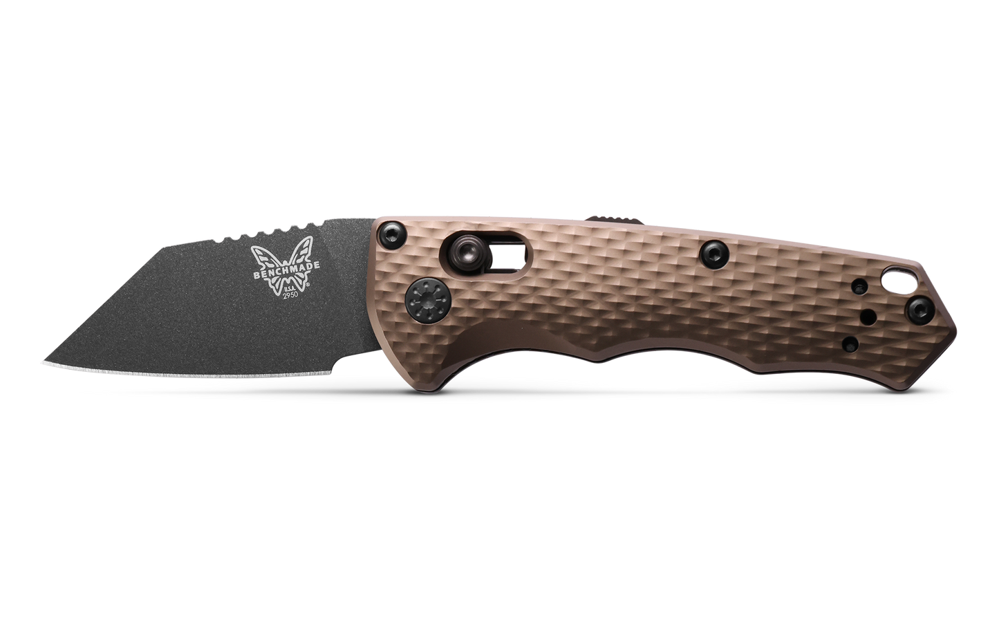 Benchmade Partial Immunity 2950BK-1 side profile open – Cobalt Black Wharncliffe blade, Auto-AXIS automatic