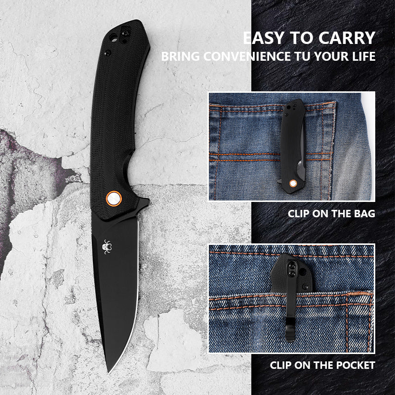Klaken J146 Ridge J146-BlackG10-Black reversible deep-carry pocket clip