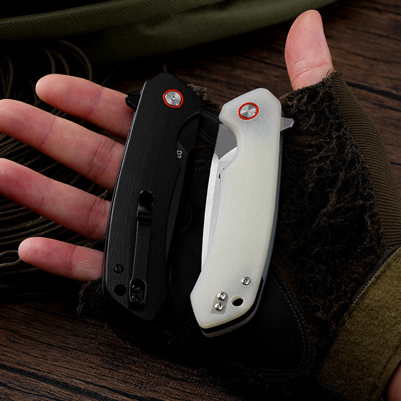 Klaken J146 Ridge J146-JadeG10-Satin jade G10 handle detail