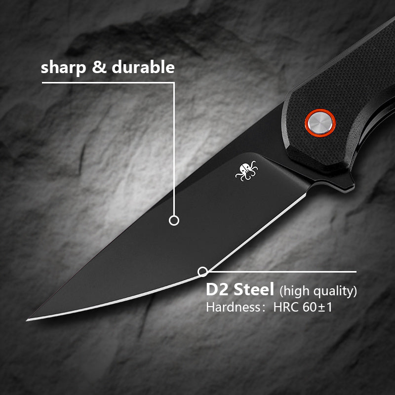Klaken J147 Virex J147-T-BlackTanto-BlackG10 blade detail – black-coated D2 tanto