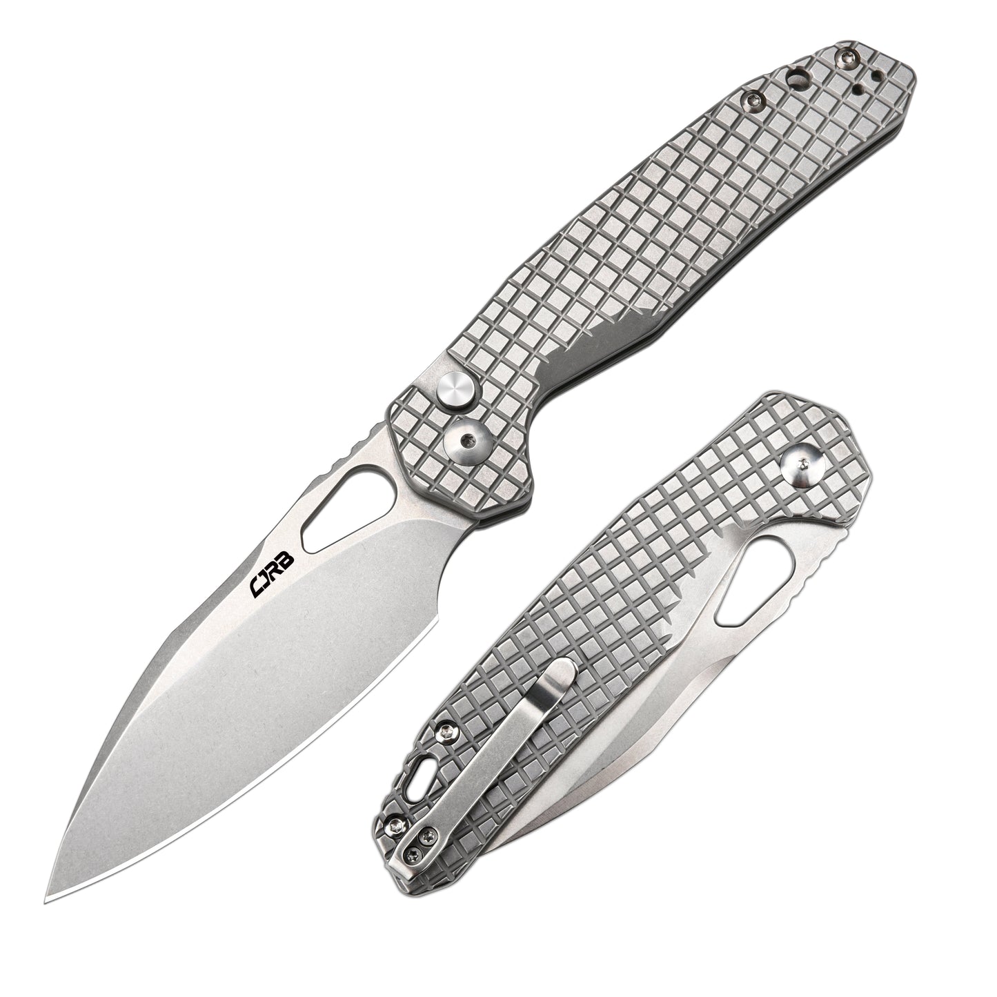 CJRB Frack J1931FST closed view shown beside the open knife