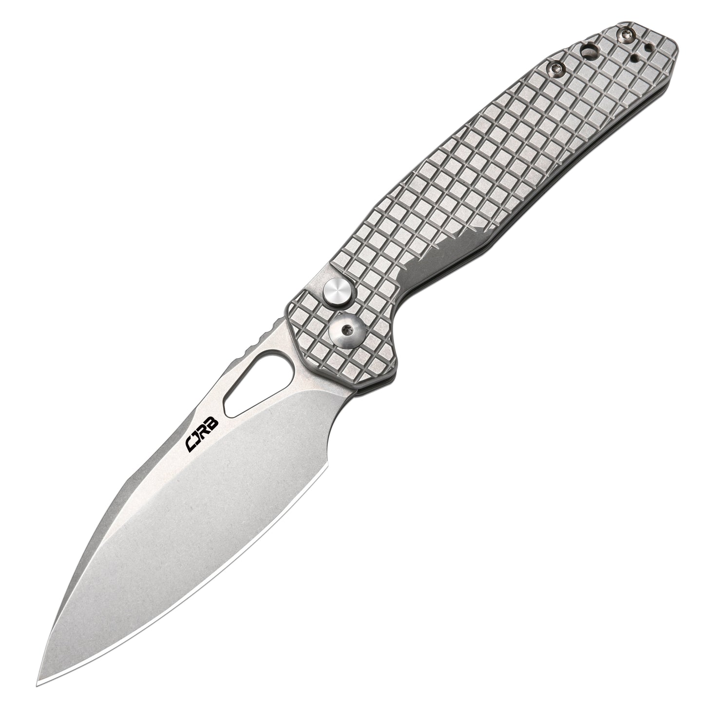 CJRB Frack J1931FST front view – 3.9" stonewashed AR-RPM9 drop point folding knife
