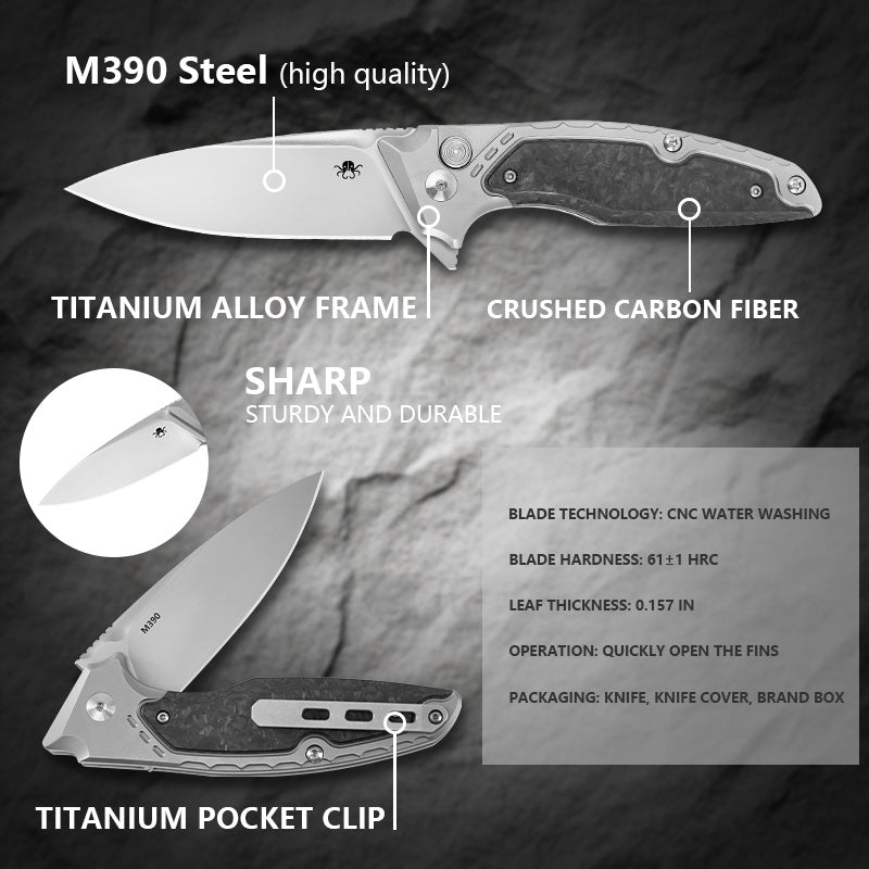 Klaken B05 Hermod J214-BlackCarbonTi titanium pocket clip detail