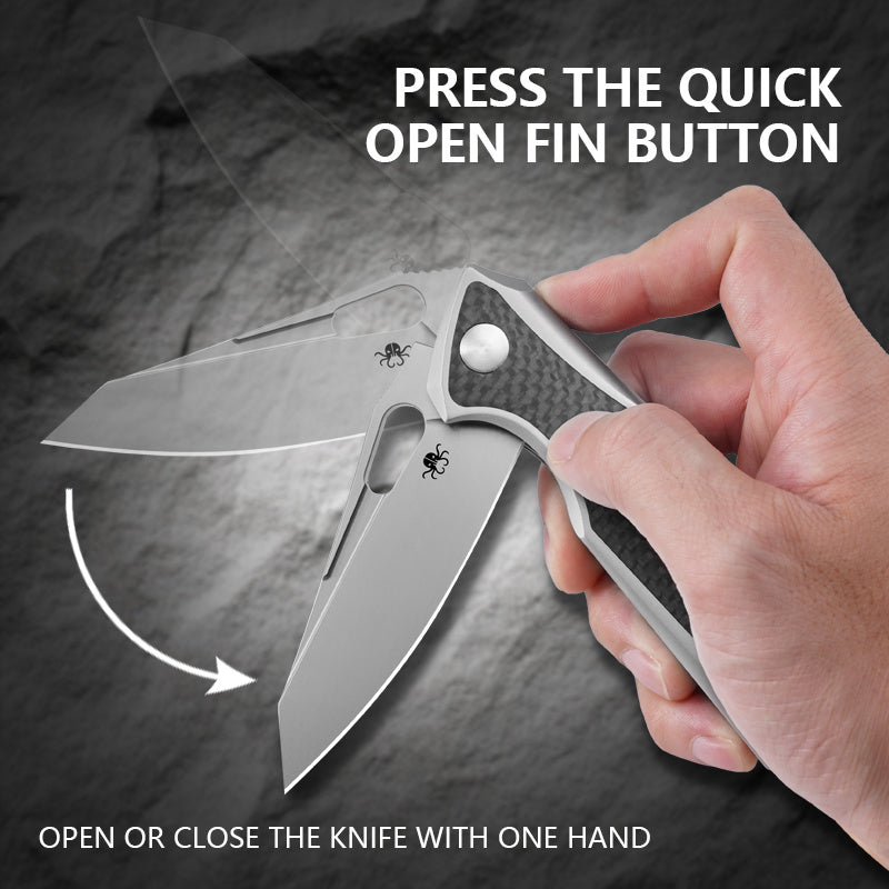Klaken B07 Albir J235 gray titanium and carbon fiber inlay handle scales