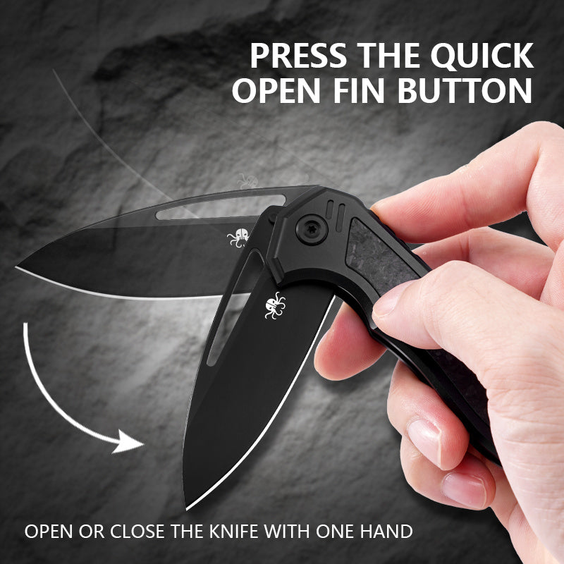 Klaken B08 Ragna J236 titanium frame lock and flipper open action detail