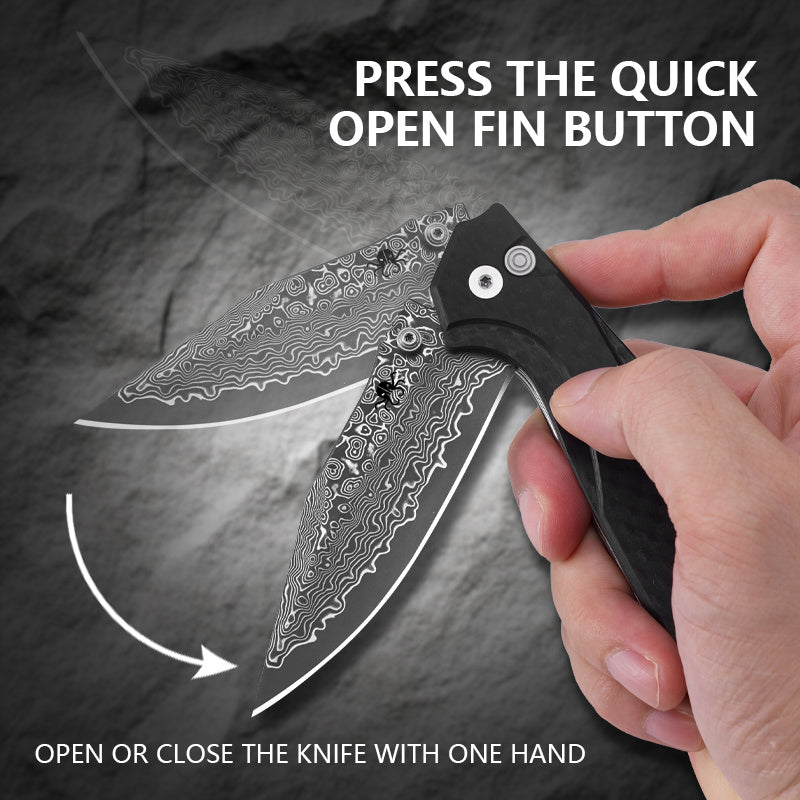 Klaken J284 Noir J284-ShreddedCarbon black crushed carbon fiber and G10 handle scales