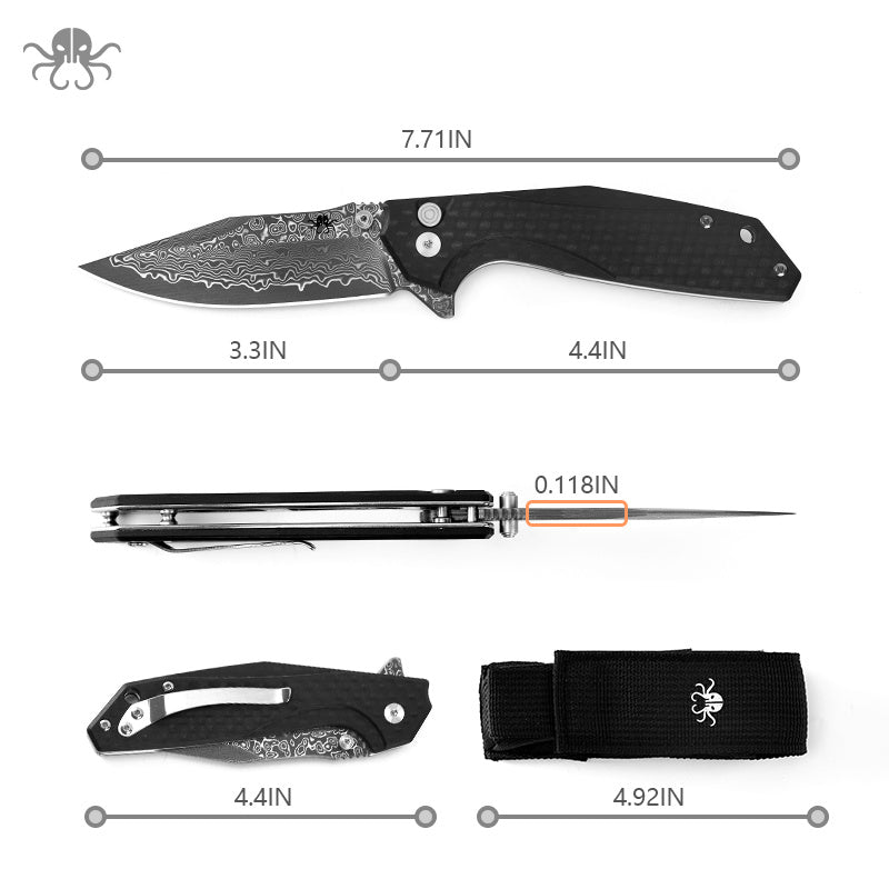 Klaken J284 Noir J284-ShreddedCarbon button lock detail