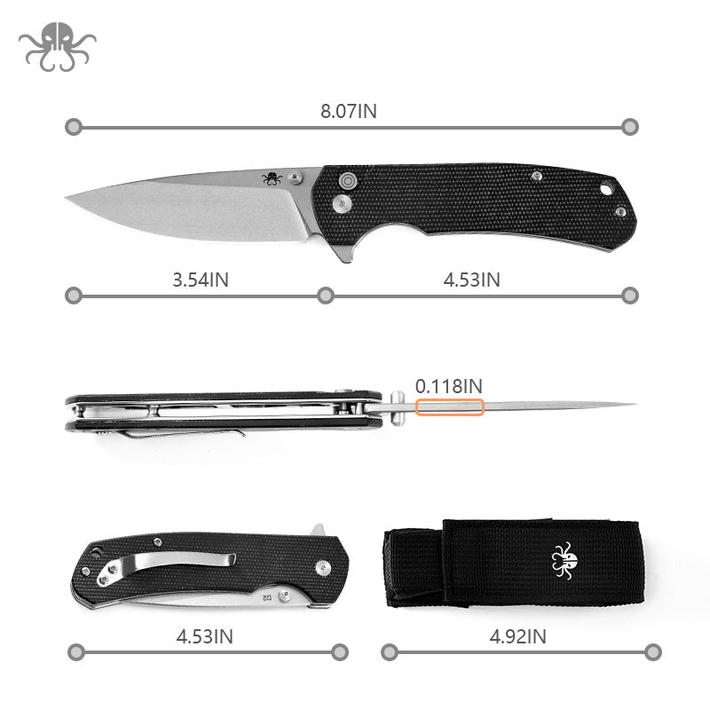Klaken J285 Stone Fang J285-BlackMicarta button lock detail