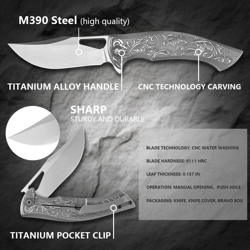 Klaken B11 Hodr J298-GreyTi blade detail – stonewashed M390 drop point