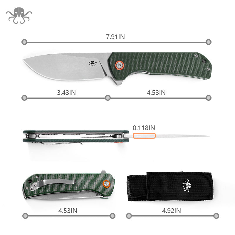 Klaken J305 Drake J305-BlackMicarta black Micarta handle scales