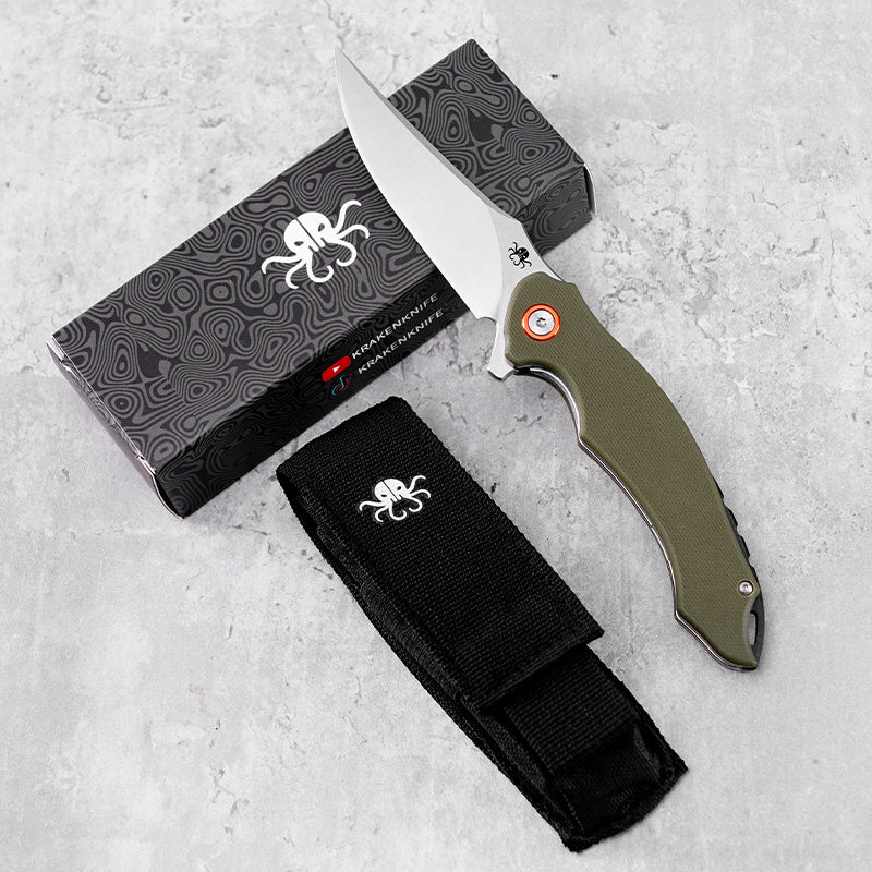 Klaken Corvus J307-GreenG10 with included nylon pouch and branded box