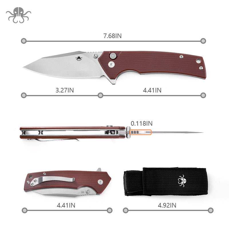 Klaken J313 Riven J313-D2-BrownG10 brown G10 handle scales
