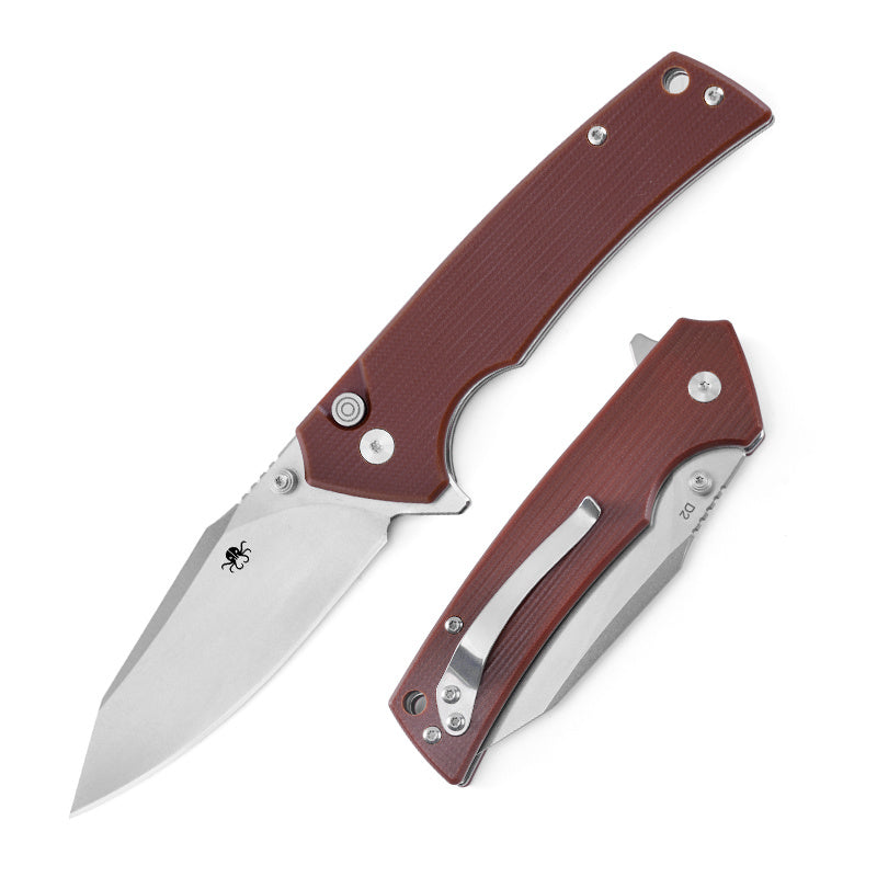 Klaken J313 Riven J313-D2-BrownG10 brown G10 handle with stonewashed D2 drop point blade