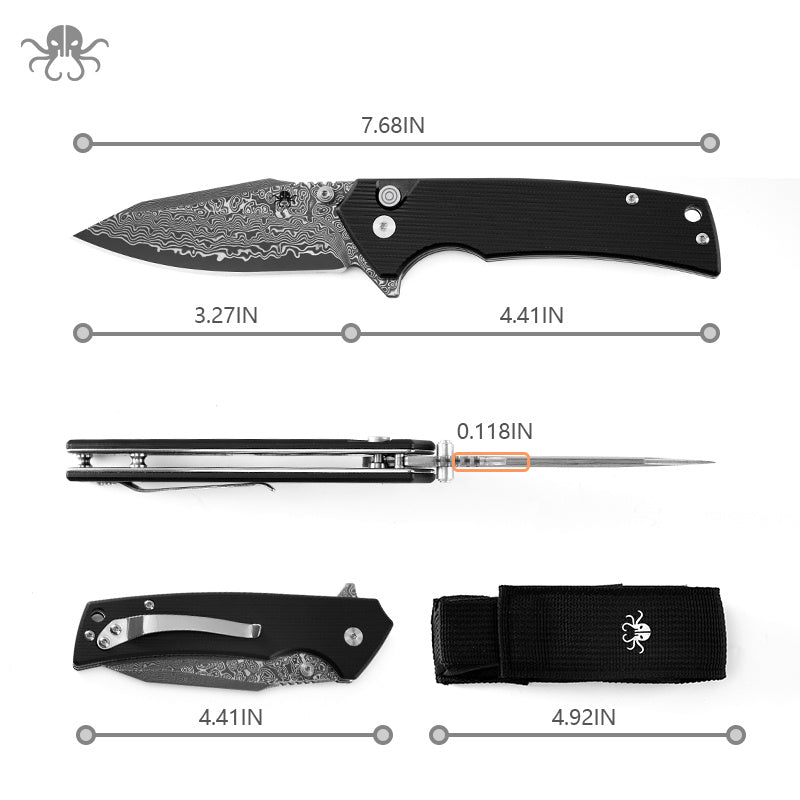 Klaken J313 Riven J313-Damascus-BlackG10 button lock detail
