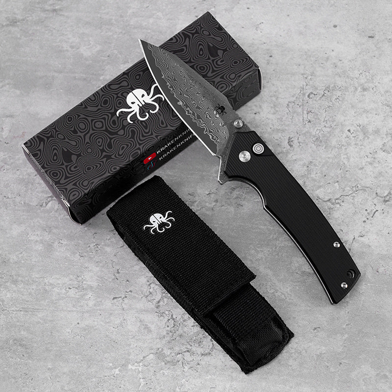 Klaken J313 Riven J313-Damascus-BlackG10 closed view