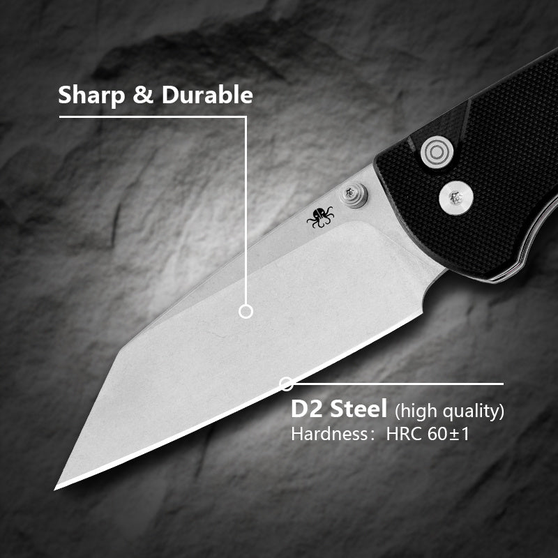 Klaken J314 Frontline J314-BlackG10 open position showing D2 drop point blade