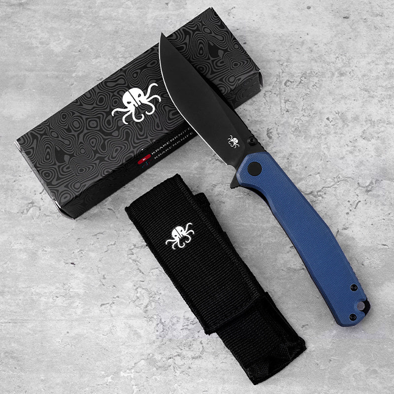 Klaken Lancet J335-BlueG10-BlackBlade with box and nylon pouch