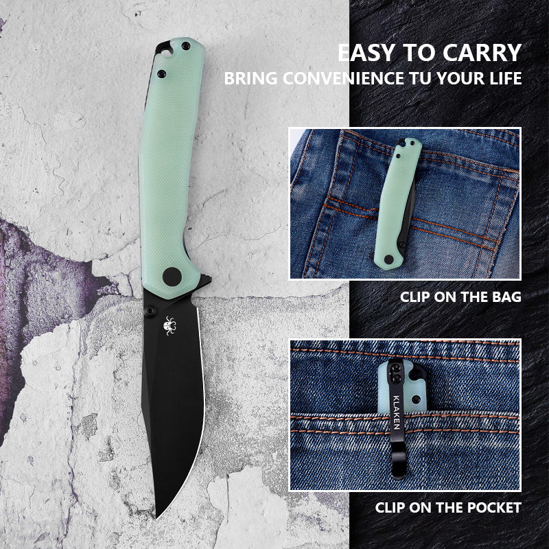 Klaken Lancet J335-JadeG10-BlackBlade closed view