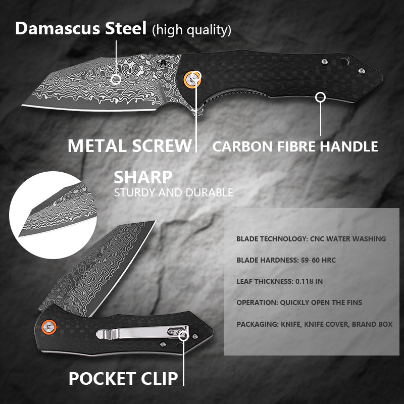 Klaken J338 Askael J338-ShreddedCarbon carbon fiber handle scales
