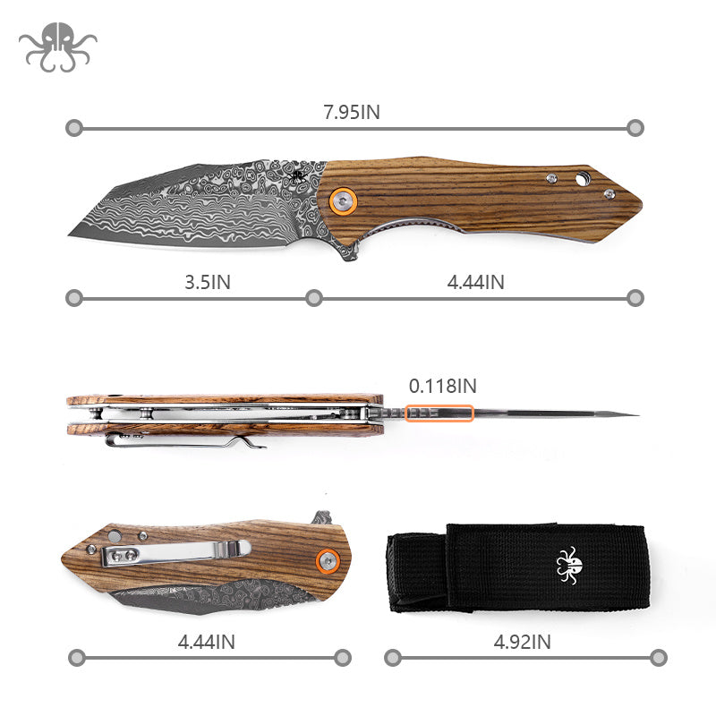 Klaken J338 Askael J338-Zebrawood liner lock detail