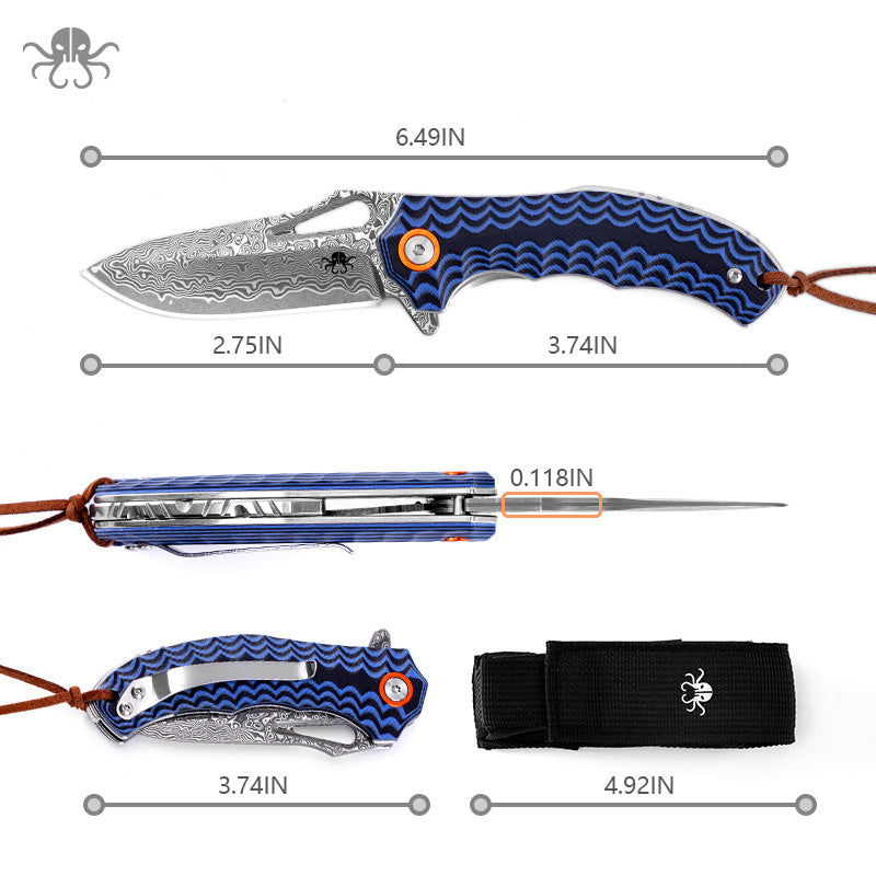 Klaken Tideborn J345-BlueBlackG10 liner lock detail