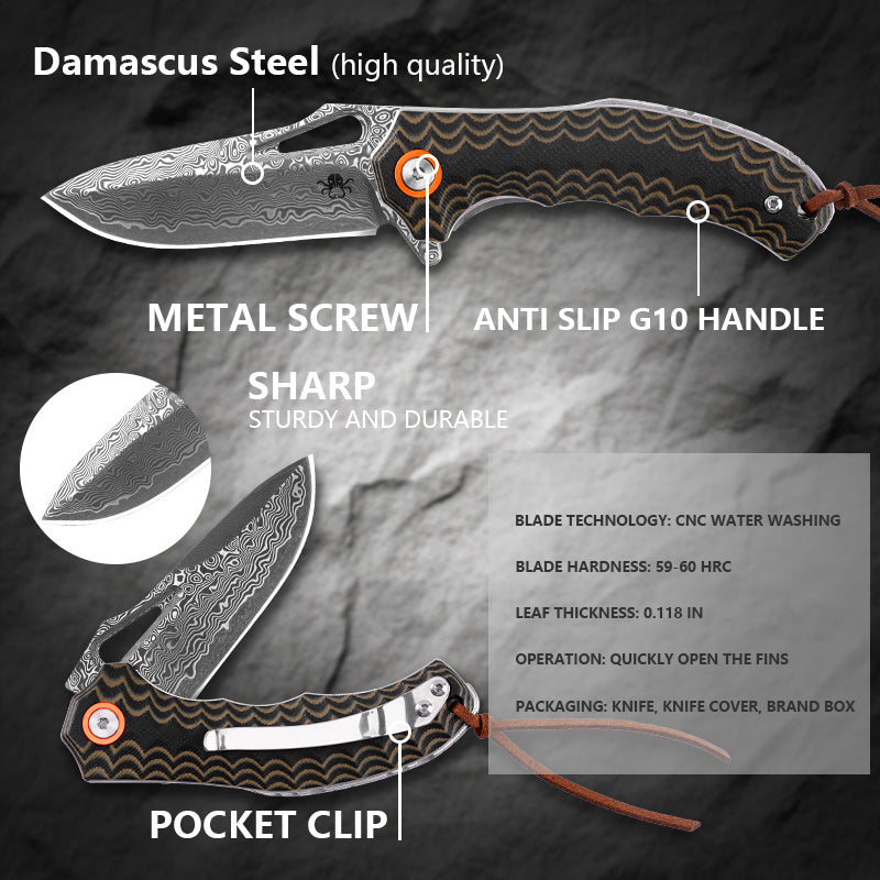 Klaken Tideborn J345-BrownBlackG10 brown & black G10 handle scales detail